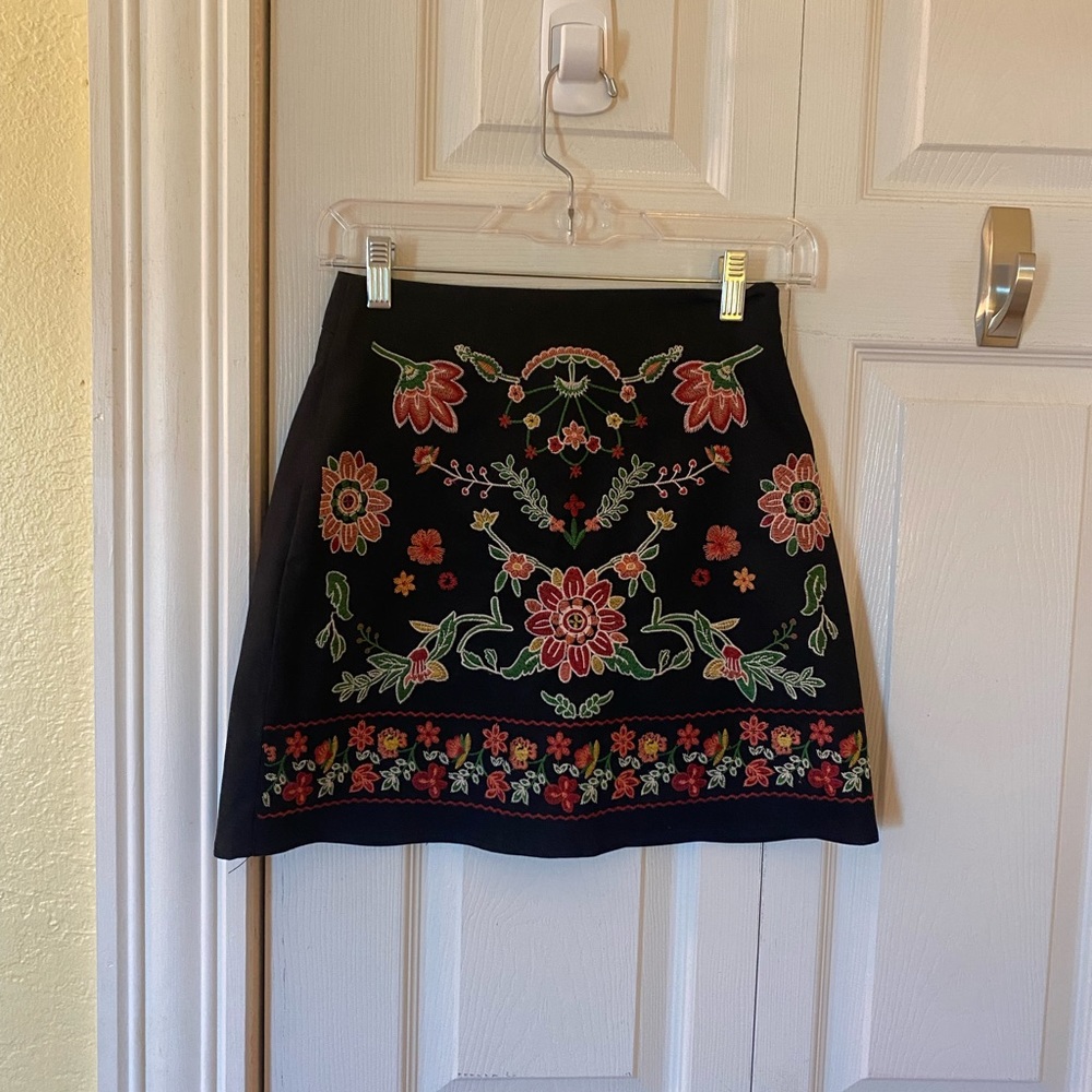 francesca’s embroidered mini skirt